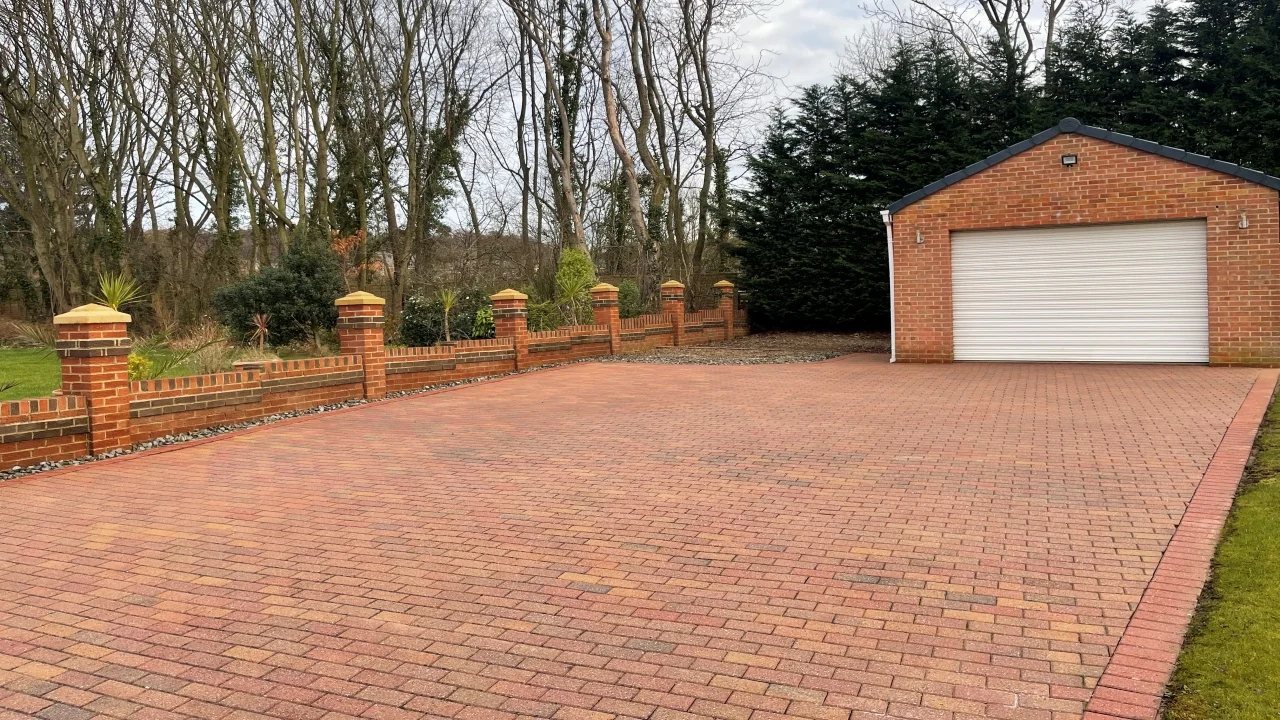Clean block paving driveway in Middlesbrough after pressure washing