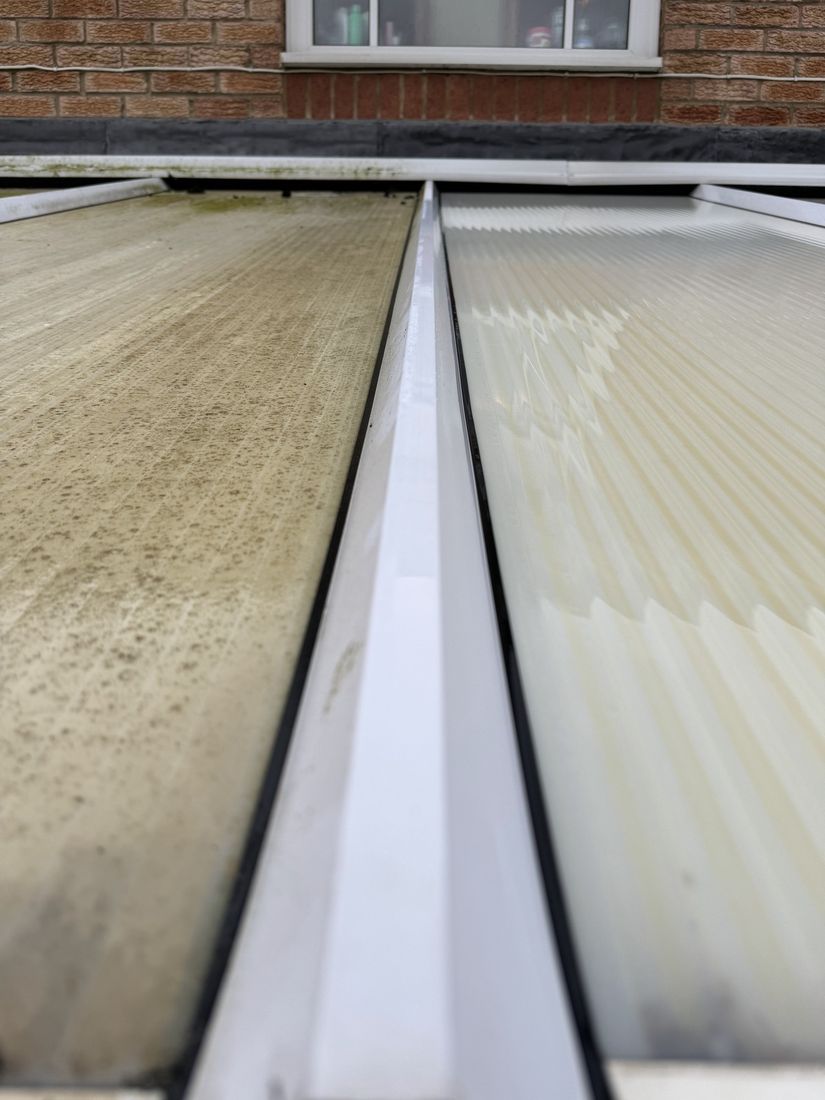 Conservatory roof panel half cleaned in Guisborough