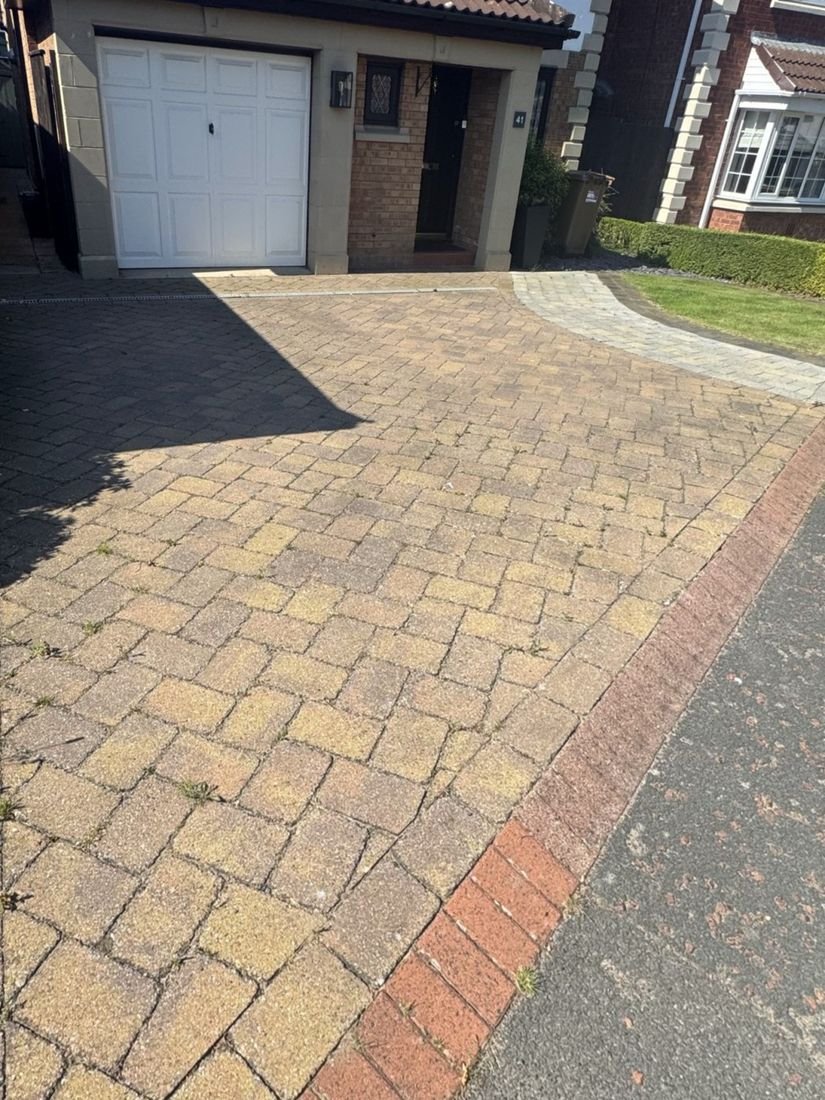 Block paving driveway – Hemlington before cleaning