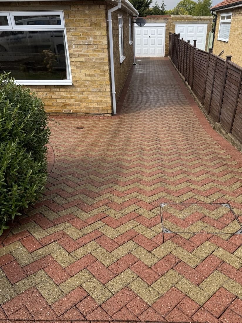 Block paving path – Normanby after cleaning by MMC Exterior Cleaning