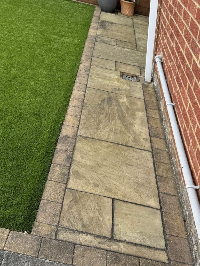 Indian stone path – Fairfield before cleaning